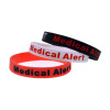 Medical Alert warning hand circle Epileptic silicone bracelet fill color logo hand strap adult size