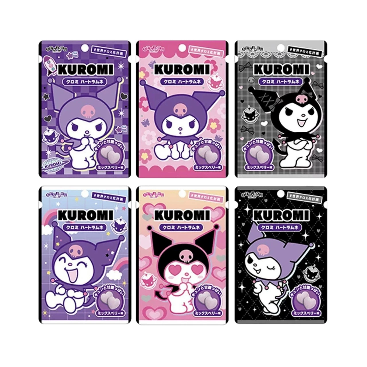 Мармеладные конфеты Kuromi в форме сердца, микс ягод, 32 г × 6 пачек