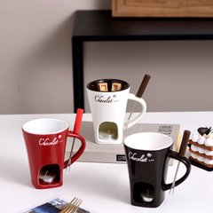 ヨーロッパ式クロスボーダーアイスクリームチーズチョコレート溶融炉創意陶磁器鍋フォーク付きキャンドル加熱炉