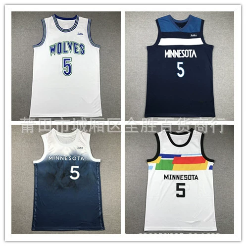 Timberwolves#5 Edward EDWARDS embroidered retro basketball suit Wolves Jersey