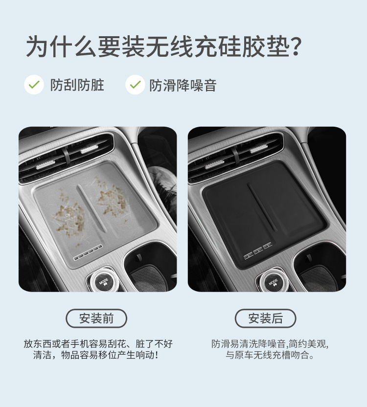 Suitable for Chery Fengyun T8 Silicone Wireless Charging Pad, Center Console Protection Anti-Slip Mat, Modification Accessories, Interior Supplies