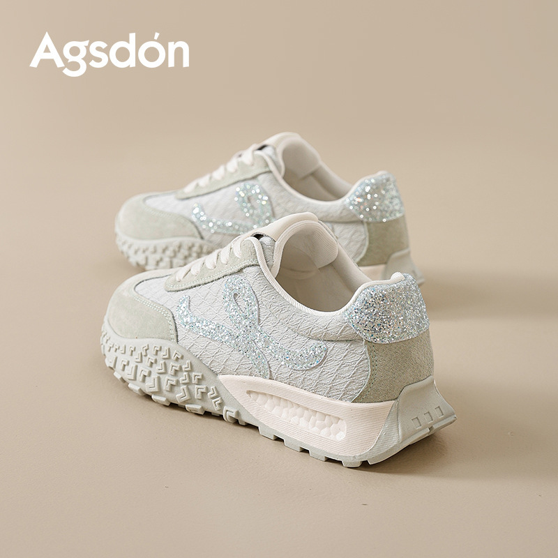 Augushiden バレエトレーニングシューズ女性のための 2025 新しい夏ワッフルフォレストシューズ厚底カジュアルスポーツ白靴|undefined