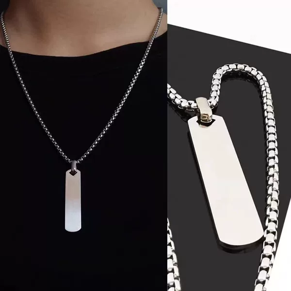 Cross-border European and American jewelry lettering does not fade simple pendant stainless steel three-dimensional rectangular geometric necklace accessories