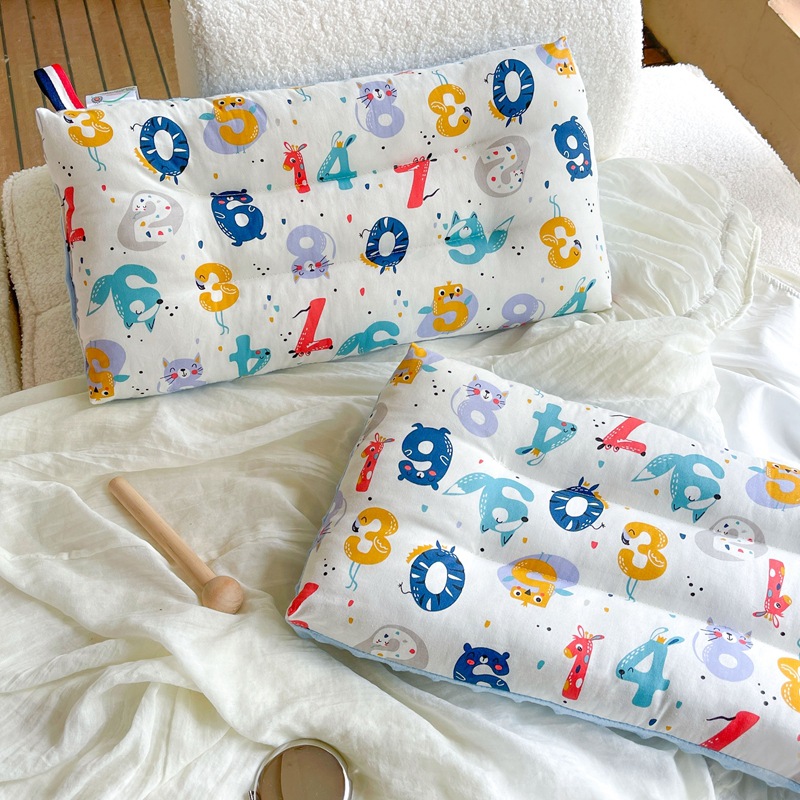 Pure Cotton Kidsren's Pillow Doudou Pillow Delivery 3D Washable Cartoon Particle Pillow Core Baby Nap Pillow Wholesale