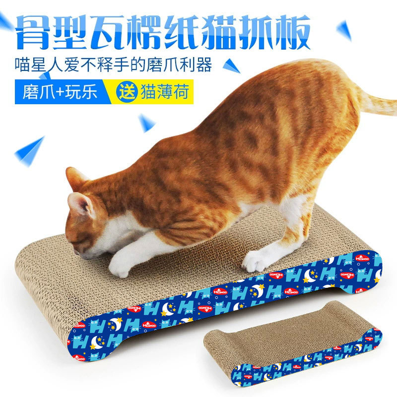 Punto al por mayor Hawo lanzando hueso corrugado papel gato Scratch tablero espesado 4cm diversión gato Scratch tablero gato juguete