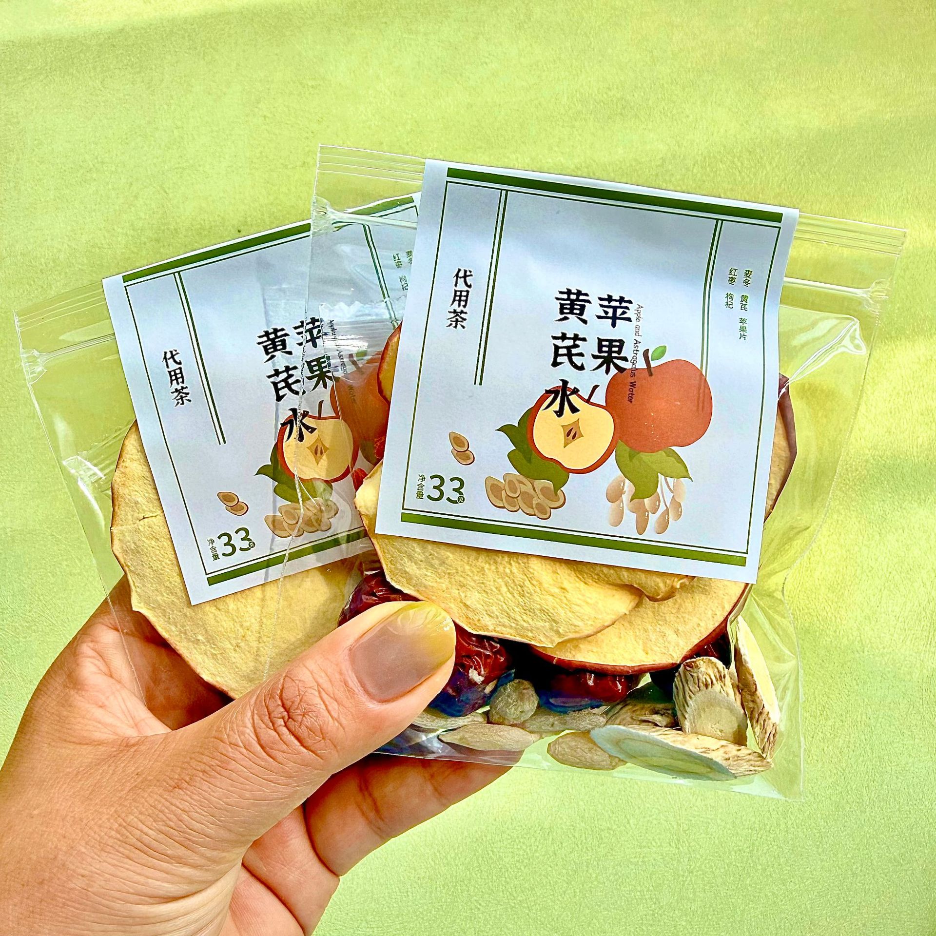 Apple Hawthorn Herbal Tea Bags Goji Astragalus Blend Cold Brew Wellness Gift Tea 28g overview