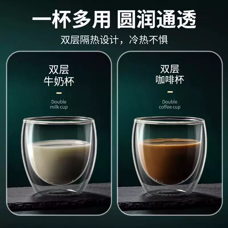 玻璃小茶杯耐热家用功夫茶具套装透明单个主人杯子加厚喝茶双层杯