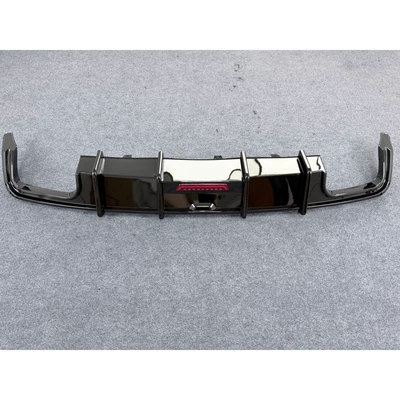 Suitable for 19-25 Models of Audi C8 A6 Modified to S6 with Lighted Rear Lip, S-Line Rear Diffuser, Tailpipe Exhaust, and Rear Bumper (Big Surrounded) - bright-black-horizontal-light-rear-lip-sports-version