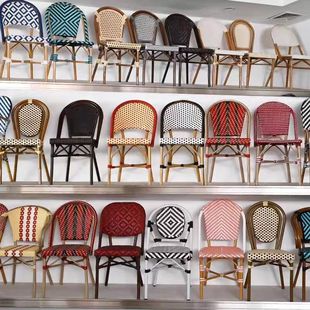 Outdoor Leisure Retro European Rattan Chair Outdoor Terrace Courtyard Cafe Milk Tea Shop Tavern French Rattan Dining Chair