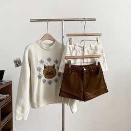 2025秋冬新款韩版复古通勤气质百搭灯芯绒高腰休闲短裤修身热裤女