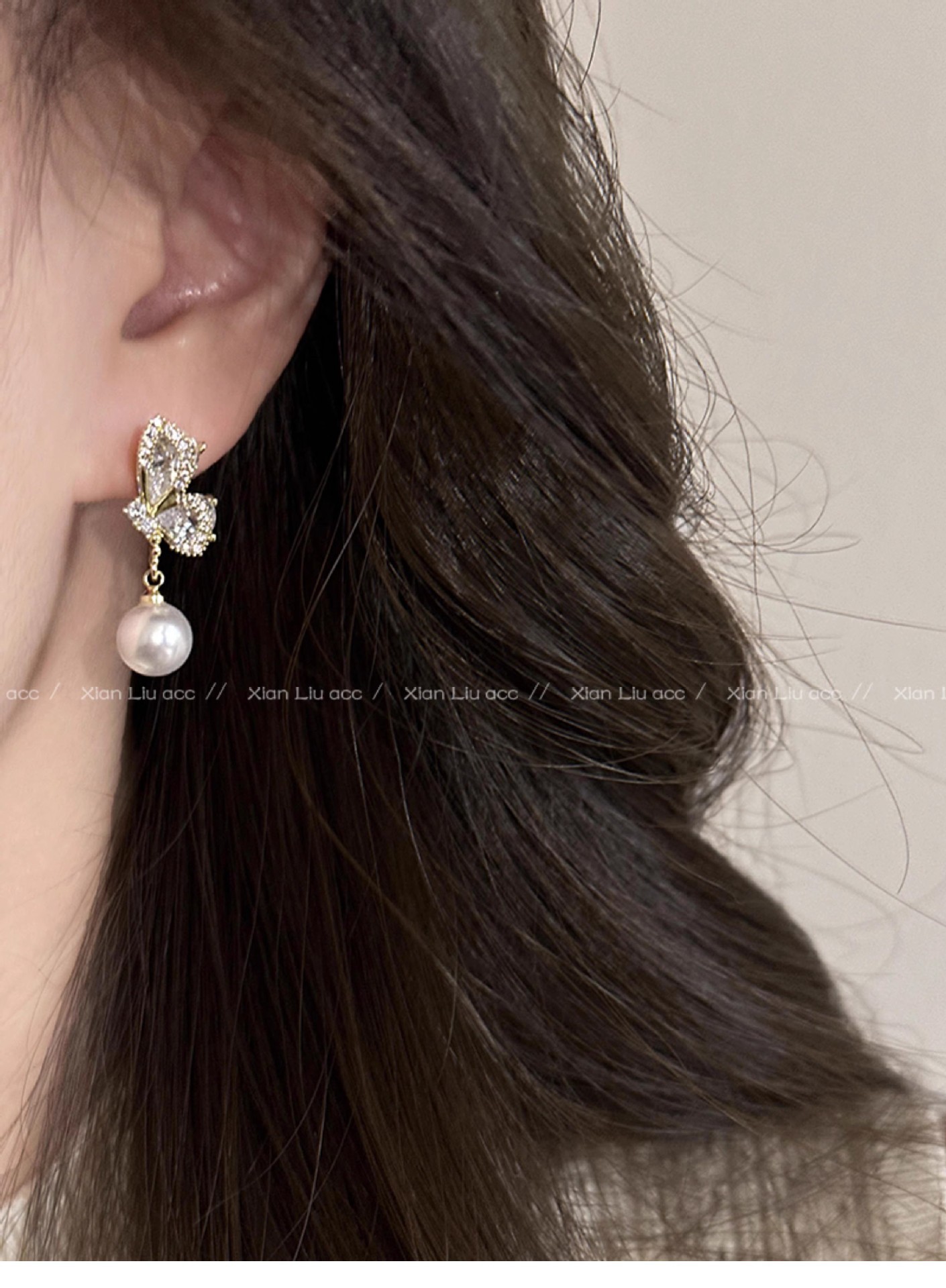 butterfly pearl for women in autumn winter, with a high-end feel micro inlaid zircon earrings. New design and earrings_voghion.com