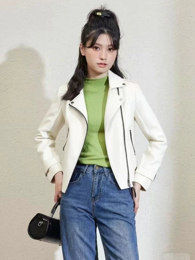 Autumn polyurethane short jacket, Korean style, plus size
