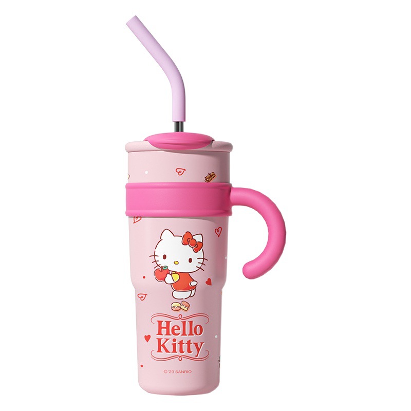Sanrio Hello Kitty taza de vacío gigante chica paja Linda taza de agua taza de helado de oficina