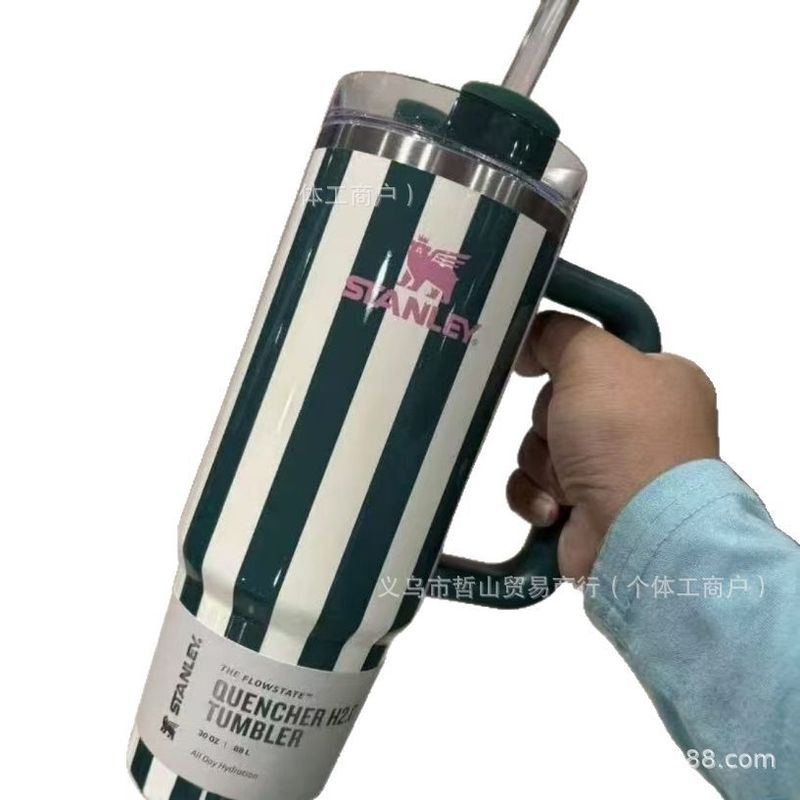亚马逊40oz史丹利新款STANLEY同款条纹手提杯汽车杯不锈钢手柄杯|undefined