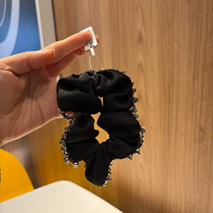 French Hepburn Style Large Intestine Hair Ring High Sense Handmade Beaded Lace Pleated Hair Rope Hair Rope 9460500