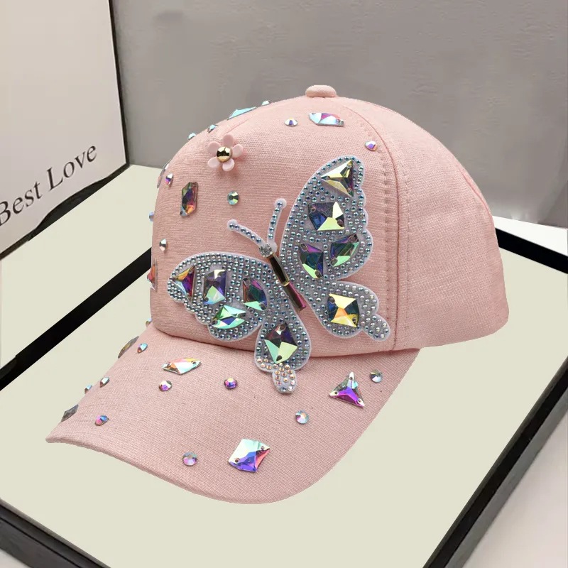 Women's Simple Style Classic Style Color Block Rhinestone Curved Eaves Baseball Cap display picture 4