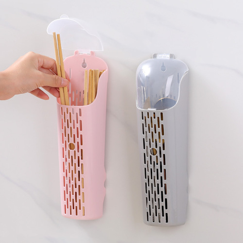 Traceless covered dust-proof chopstick cage plastic chopstick basket kitchen drain spoon and fork cutlery storage box chopstick holder chopstick barrel