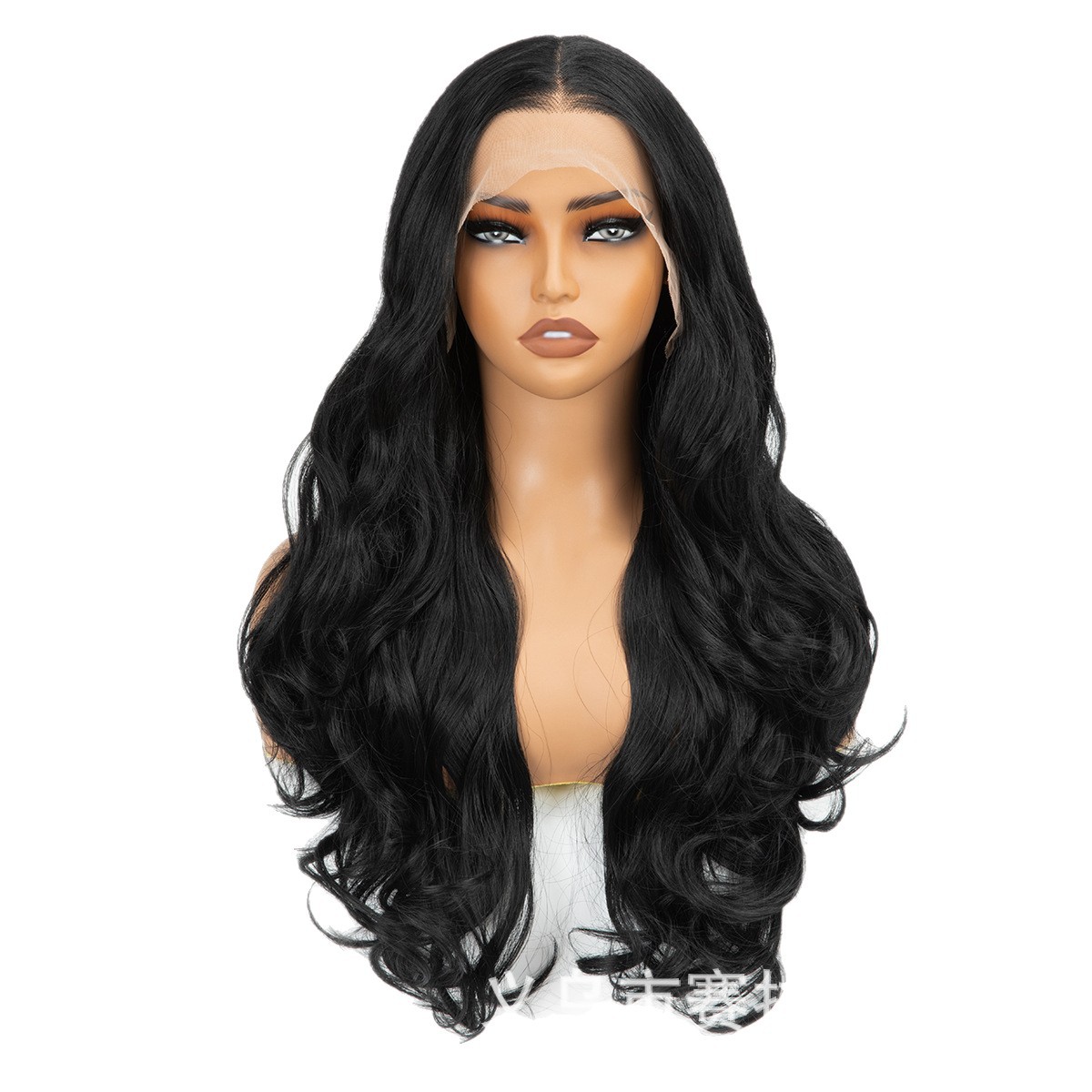 Ventas transfronterizas calientes 13 * 4 frente pelucas de encaje europeas y estadounidenses pelucas negras onduladas largas pelucas rizadas para mujeres cubierta de cabeza completa