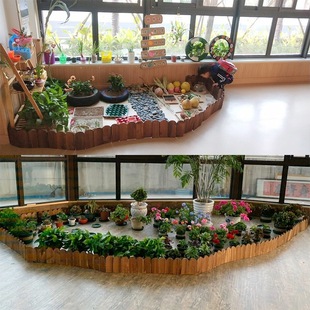 Indoor Garden Anti-Corrosion Wood Fence Outdoor Balcony Guardrail Small Fence Courtyard Christmas Kindergarten Decorative Fence