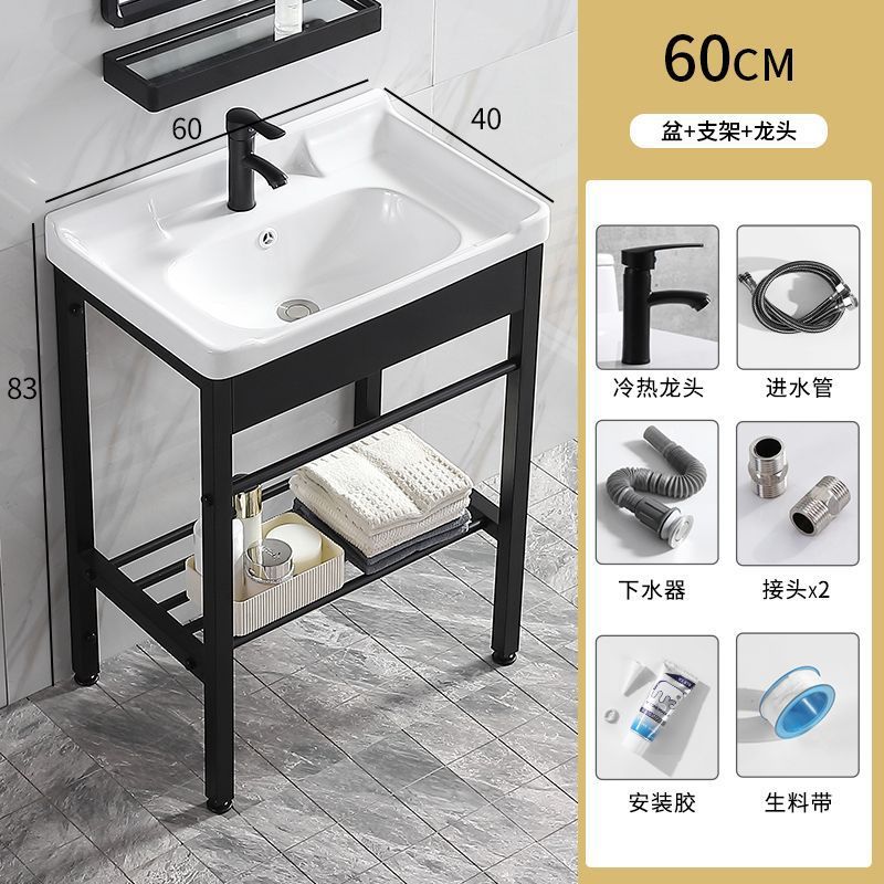 防锈卫生间易清洁小户型简装公寓落地式工程酒店洗手盆陶瓷一体盆|undefined