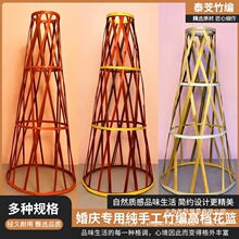 手工竹编花篮开业庆典婚庆专用花篮花店用品手工编制花蓝中等花盆