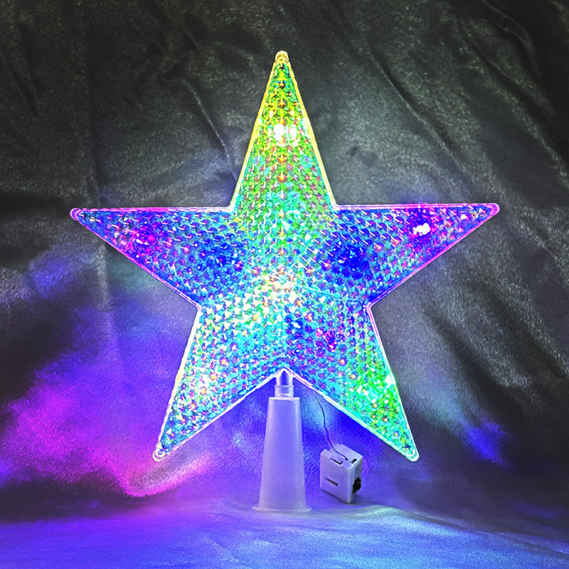 Nuevo árbol de Navidad LED decoración de estrella de luz transparente caja de baterías de color cálido cable de cobre con lámpara de estrella pentagonal transfronteriza