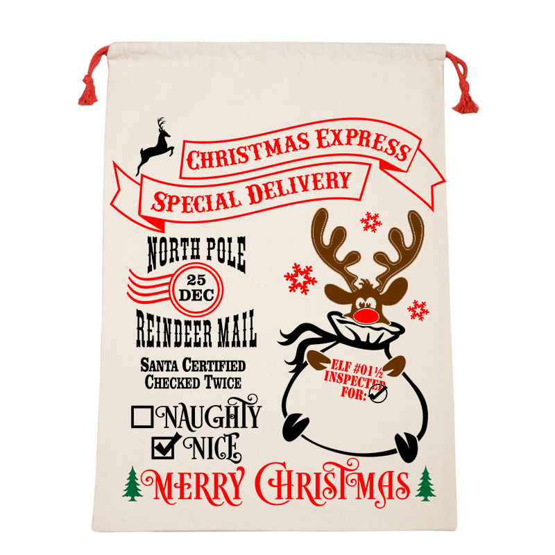 クロスボーダー新しいクリスマスキャンバスバッグギフトバッグキャンバス巾着クリスマスバッグギフトバッグ巾着ポケットキャンバスバッグ|undefined