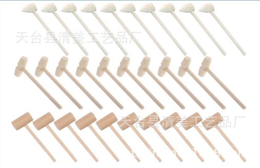Martillo decorativo de madera, adornos de madera, martillos de madera pequeños, juguetes para niños, accesorios de martillos de madera
