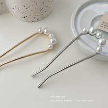 2025新款u型珍珠发簪低丸子头发夹盘发神器固定簪子高级感发钗女
