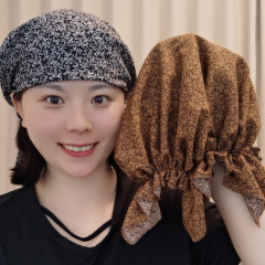 小版飘带帽子女洋气百搭碎花遮白发化疗光头帽跨境外贸代发包头帽