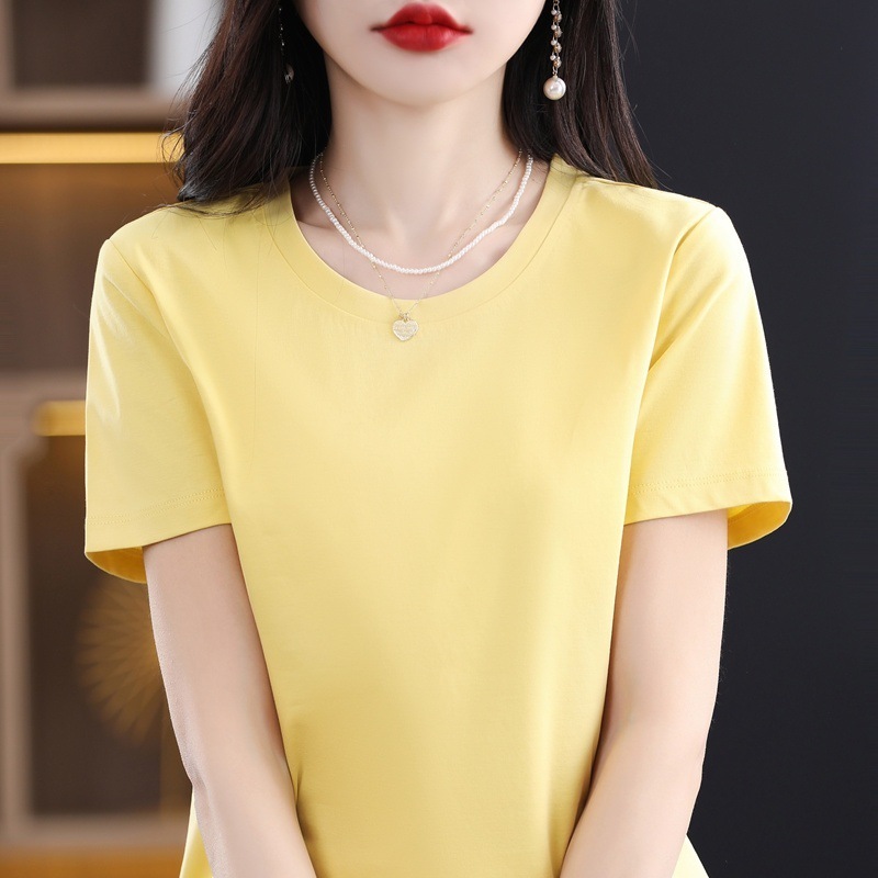 130番手シルケットコットン半袖Tシャツレディース綿100%トップス夏新作韓国版無地万能Tシャツベース|undefined