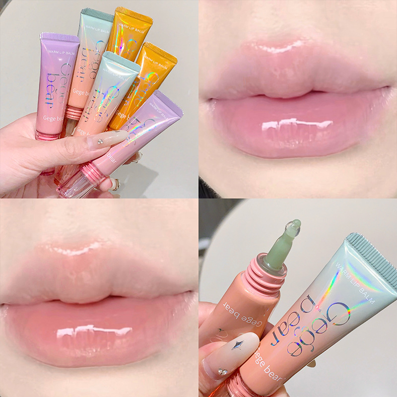 Gegebear extracto de frutas balm labial de cambio de temperatura hidratación de otoño y invierno antiagrietamiento labial cuidado de maquillaje transfronterizo brillo labial image 3