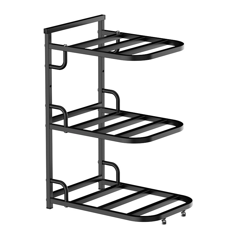 台所のかまどの鍋の収納棚家庭用多目的台の角の棚は多層の下の水槽の棚を調節できます。|undefined