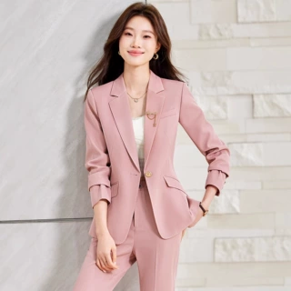 藏青色西装套装女士2026春季新款大学生面试正装职场通勤西服外套