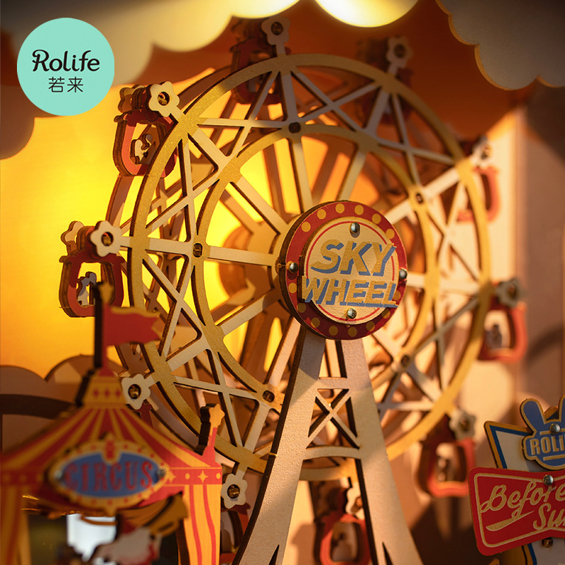 Ruoshi antigua caja de música DIY ensamblado a mano rompecabezas tridimensional juguete creativo caja de música para niños regalo de cumpleaños