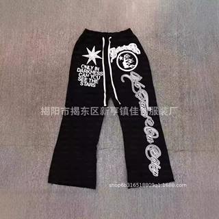 美式个性街头小众黑暗风字母星星印花卫裤时尚潮流直筒宽松休闲裤