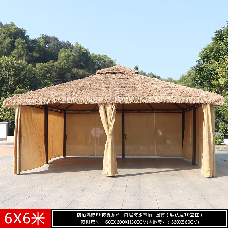 Pabellón al aire libre, techo galvanizado, pabellón de cuatro pilares, patio, jardín, techo, toldo de ocio, gran dosel de lluvia