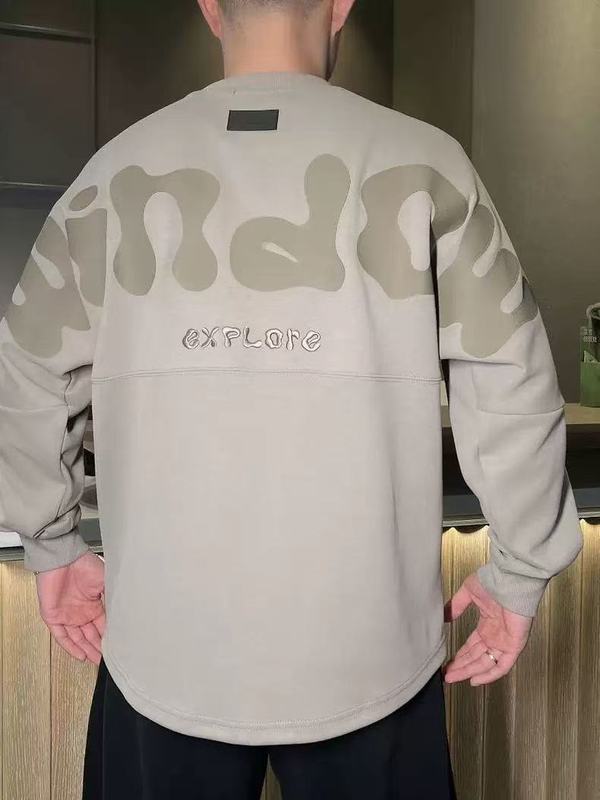 秋季新款潮牌宽松设计感简约卫衣男士百搭圆领长袖T恤秋冬打底衫|undefined