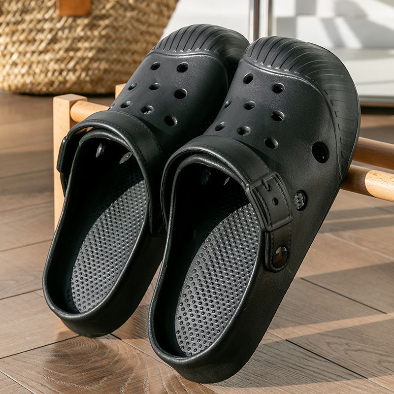 Zapatos de verano para mujeres pareja de arena antideslizante fondo grueso antiodor fugas zapatillas frías para hombres pisando mierda