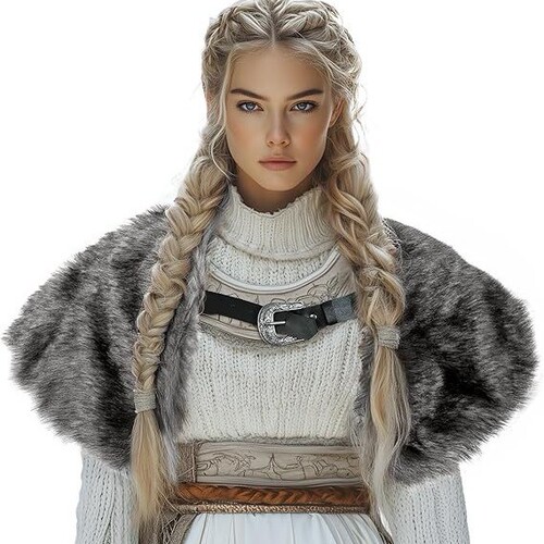European and American medieval capes, Viking costumes, fur shawl, cos anime, Halloween stage performance accessories