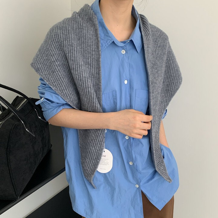 韩版秋冬新款针织可穿插三角巾女高级感气质外搭小披肩交叉围巾|undefined