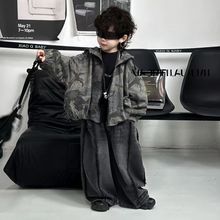 儿童春秋款迷彩外套2025韩版时尚外穿夹克上衣男童迷彩连帽外套潮