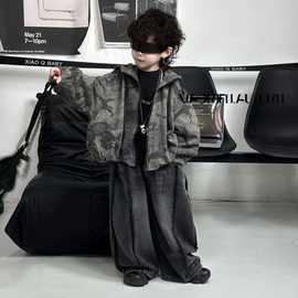 儿童春秋款迷彩外套2025韩版时尚外穿夹克上衣男童迷彩连帽外套潮