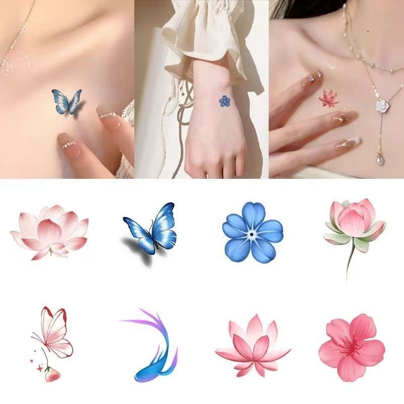 Waterproof Long-Lasting Small Pattern Tattoo Stickers for Women, Butterfly, Flower, Koi, Wrist, Clavicle, Pure Desire, Sexy Hot Girl, Scar Cover Waterproof Long-Lasting Small Pattern Tattoo Stickers for Women, Butterfly, Flower, Koi, Wrist, Clavicle, Pure Desire, Sexy Hot Girl, Scar Cover