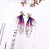 Cross -border S925 temperament butterfly crystal earrings Female personality cicada wings wings gradient color fresh earrings manufacturers hot sales