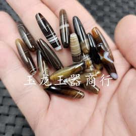 咖啡色缠丝玛瑙勒子玉石散珠30毫米路路通珠子diy手链项链饰品珠