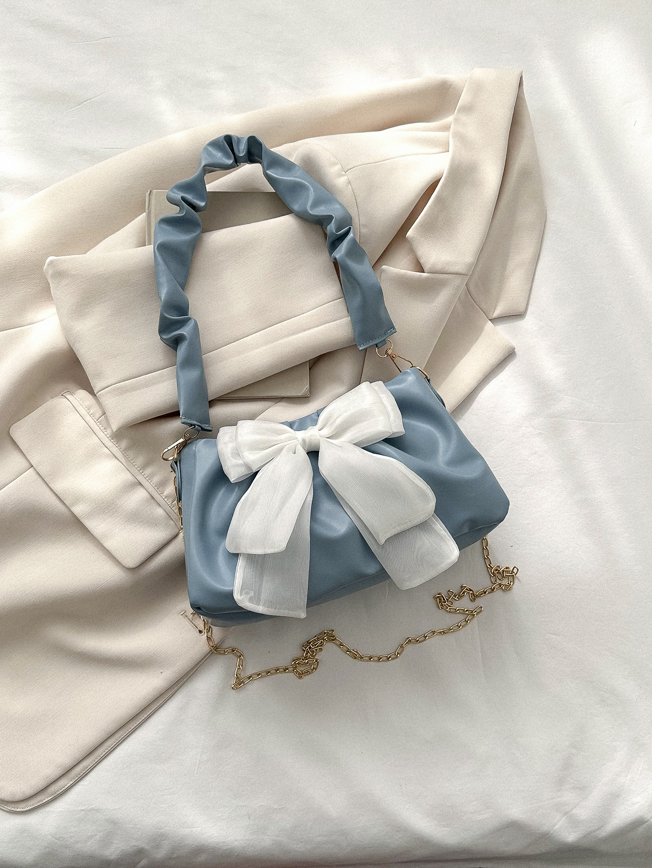 Bolso de moda de mujer de color sólido casualidad cadena mochila bolso de mano lindos bolsos de hombro bolsos de brazo