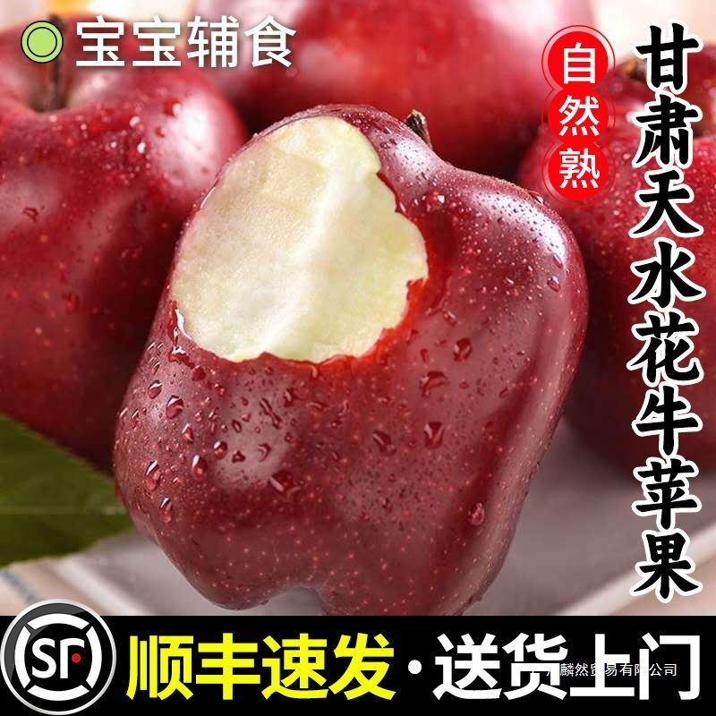 甘肃花牛苹果礼盒粉面宝宝辅食刮泥蛇果当季新鲜水果红富士特级