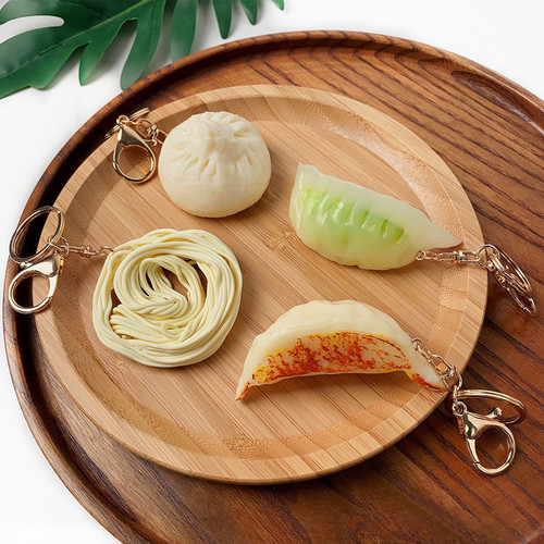 Fun and creative simulation food fried dumplings and buns car keychain chain bag pendant accessories student gifts