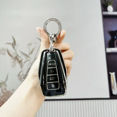 Geely Yuyue pro/icon Emgrand S/GL: Car key bag - geely-d-smart-4-key-noble-black-single-set-silver-diamond-buckle